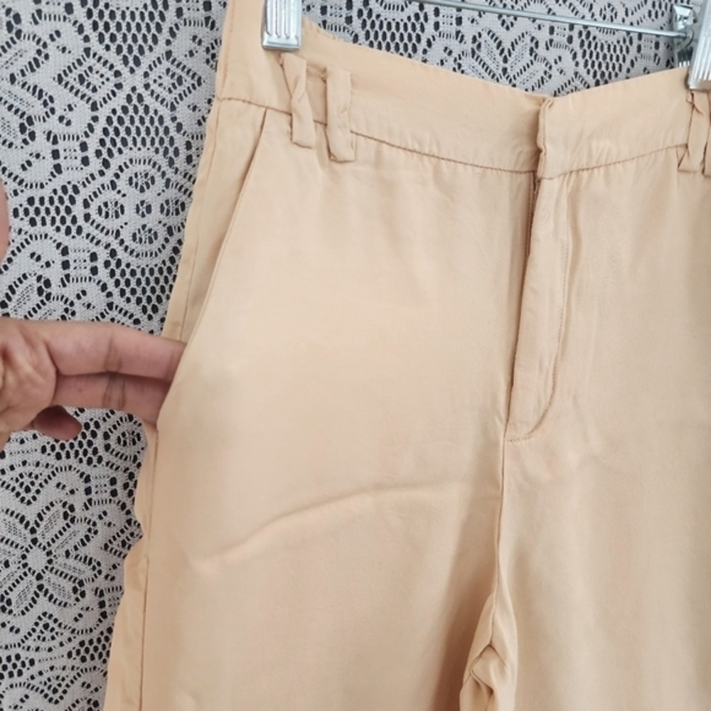 Zara viscose high rise wide flare leg women's pants XS light orange - Picture 3 of 7